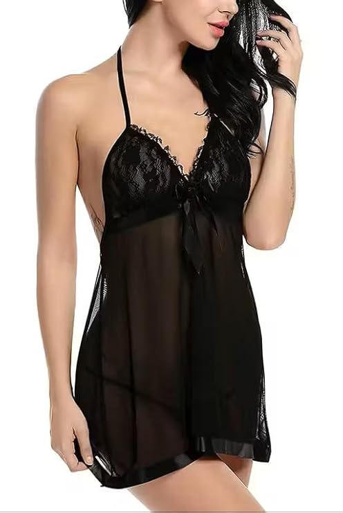 Moonlight Whisper Premium Soft Mesh & Lace Babydoll Set