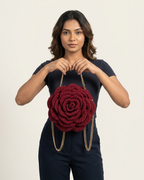 Crochet Rose Bag with Metal Chain