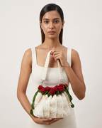 🌹 Elegant Handmade Crochet  White Bag with Rose