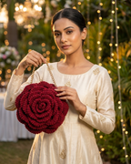 Crochet Rose Bag with Metal Chain