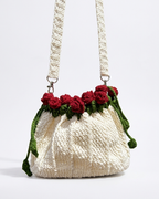 🌹 Elegant Handmade Crochet  White Bag with Rose