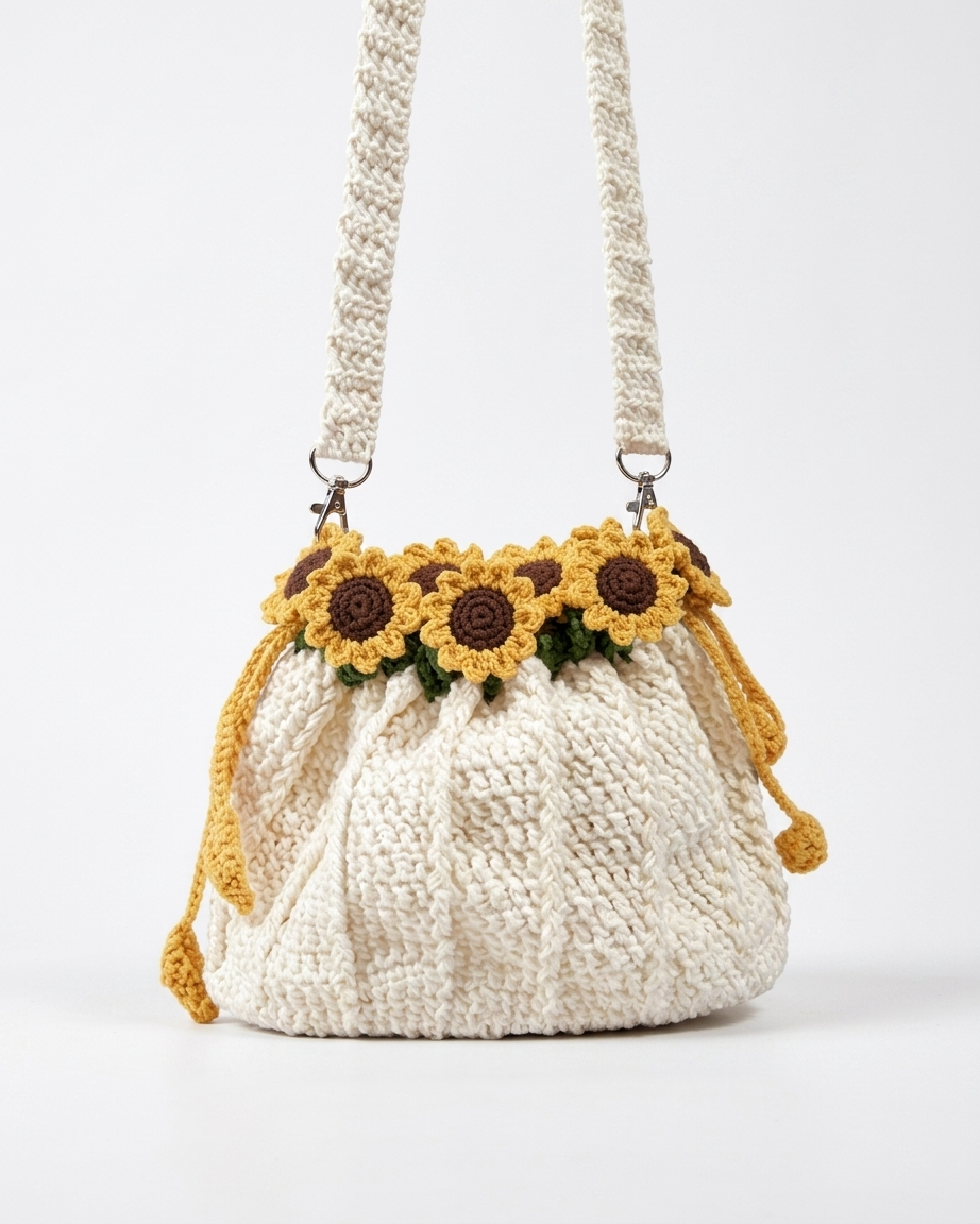 🌹 Elegant Handmade Crochet SunFlower Bag